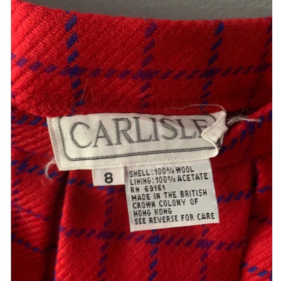 Vintage Windowpane Red Plaid Wool Skirt Size 8 - Picture 4 of 5